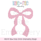 Merritt Bow Cross Stitch Embroidery Design: Design preview of a pink Merritt bow in cross stitch