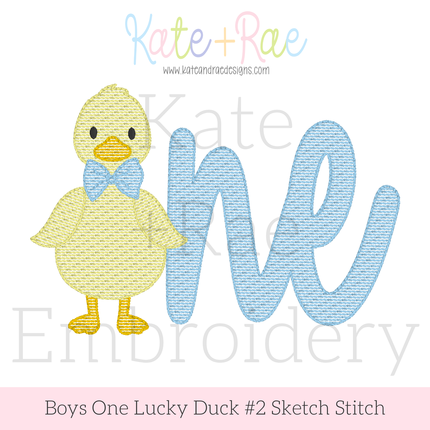 Boys One Lucky Duck with Bow Tie #2 Sketch Stitch Embroidery Design