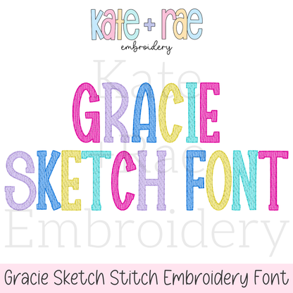 Gracie Sketch Stitch Embroidery Font