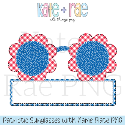 Patriotic Flower Sunglasses with Name Plate PNG