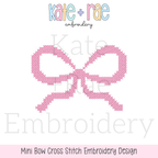 Mini Bow Cross Stitch Embroidery Design: Design preview of a pink mini bow in cross stitch
