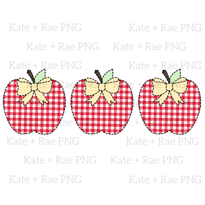 Girls Apple Trio Faux Applique