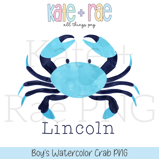 Boy's Watercolor Crab PNG