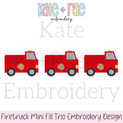 Firetruck Mini Fill Stitch Embroidery Design