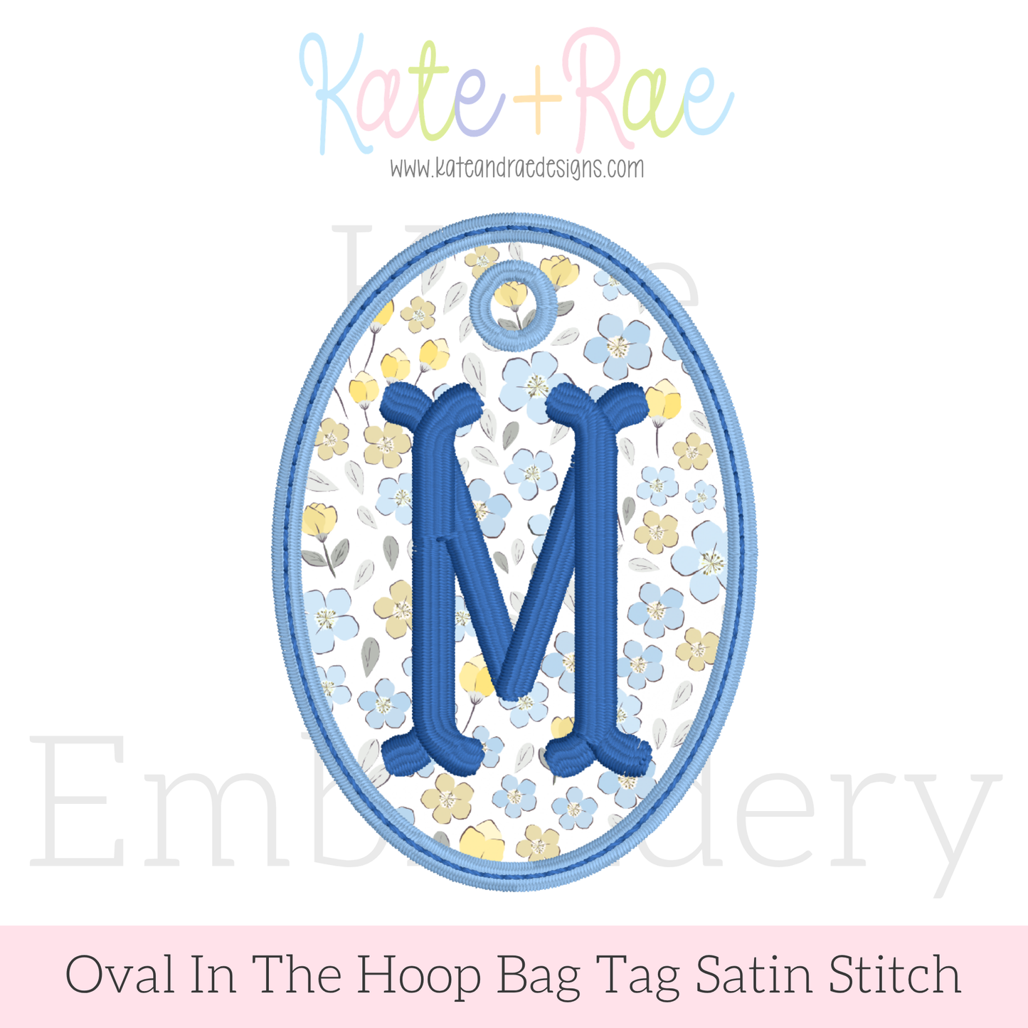 Oval Satin Stitch Bag Tag/ Keychain In The Hoop Embroidery Design