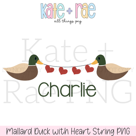 Mallard Duck with Heart String PNG