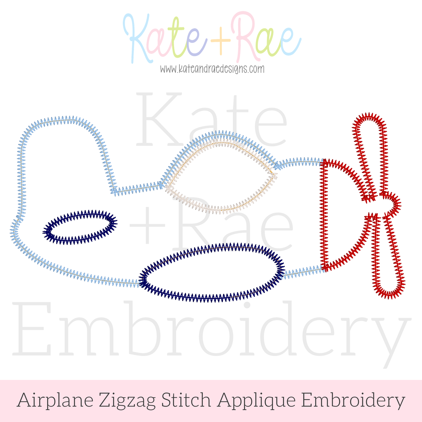 Airplane Zigzag Stitch Applique Embroidery Design