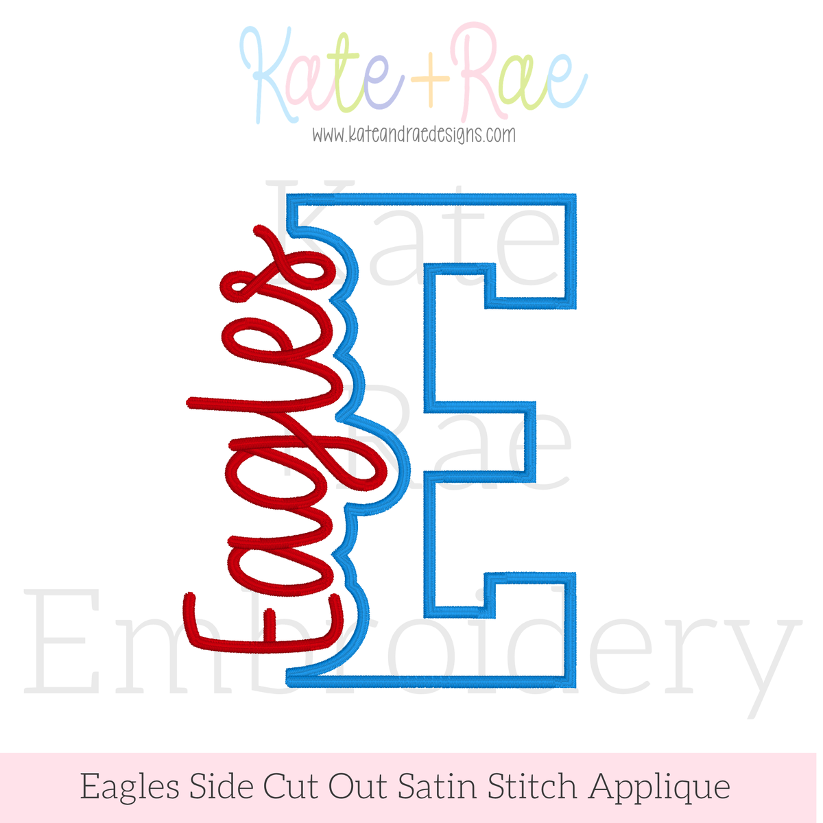 Eagles Side Cut Out Satin Stitch Applique Embroidery Design