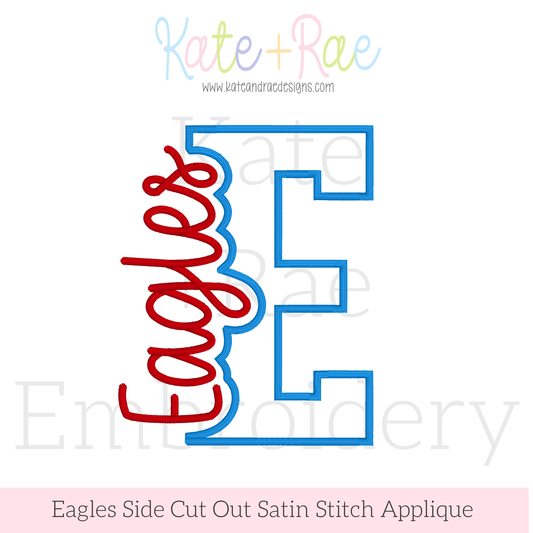 Eagles Side Cut Out Satin Stitch Applique Embroidery Design