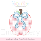 Apple with Bow Bean Stitch Applique Embroidery Design