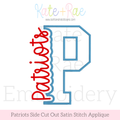 Patriots Side Cut Out Satin Stitch Applique Embroidery Design