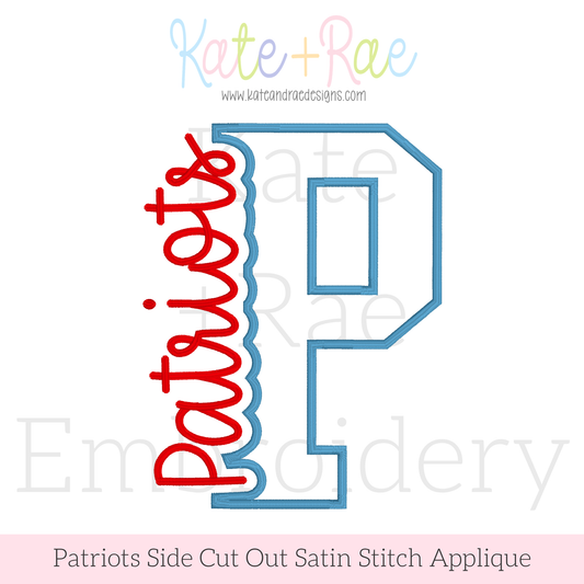Patriots Side Cut Out Satin Stitch Applique Embroidery Design