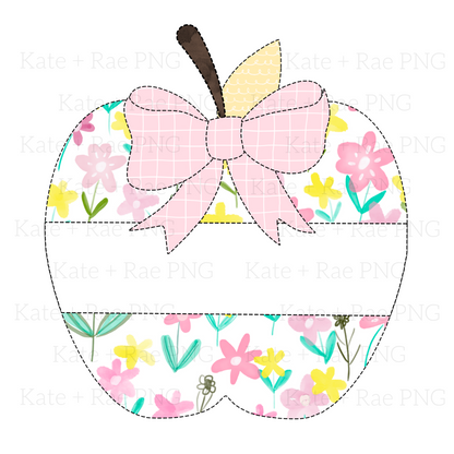 Girls Large Bright Floral Apple Faux Applique