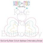 Butterfly Bean Stitch Applique Embroidery Design: Design preview of a pastel butterfly outline for bean stitch applique
