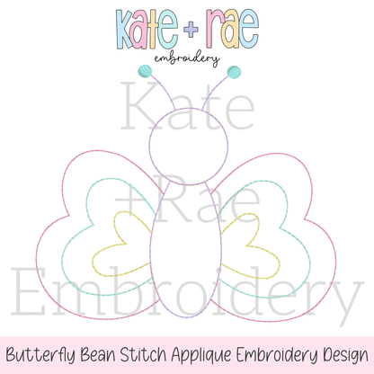 Butterfly Bean Stitch Applique Embroidery Design