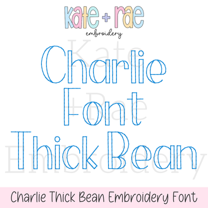 Charlie Thick Bean Stitch Embroidery Font