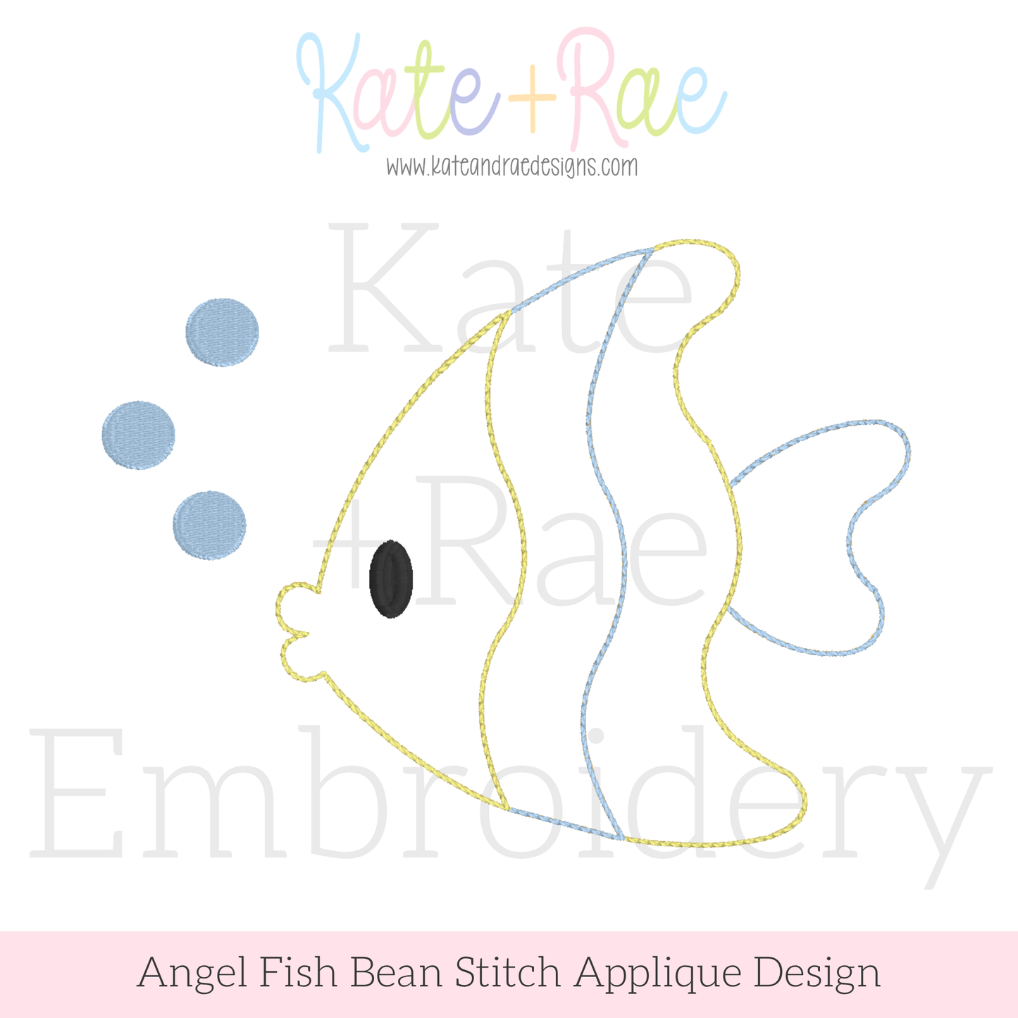 Angel Fish Bean Stitch Applique Embroidery Design