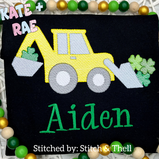 Shamrock Backhoe Sketch Stitch Embroidery Design