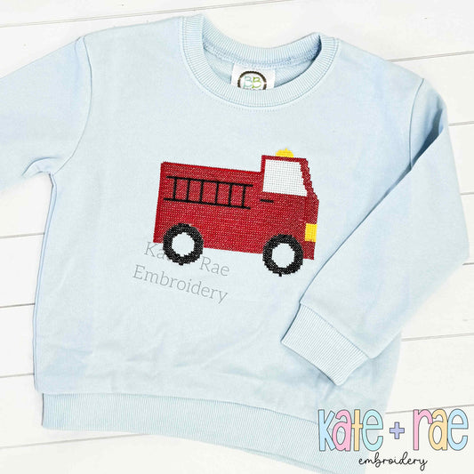 Firetruck Cross Stitch Embroidery Design