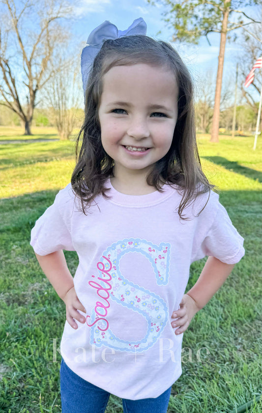 Bitty Floral with Scallop Lavender Border Block Letter Alpha Pack PNG