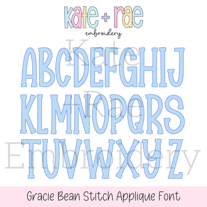 Gracie Bean Stitch Applique Embroidery Font