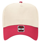 Adult Otto Trucker Hats with Puff Embroidery: Blank cream and red two tone trucker hat