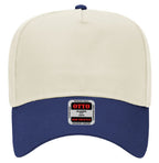 Adult Otto Trucker Hats with Puff Embroidery: Blank cream and navy two tone trucker hat