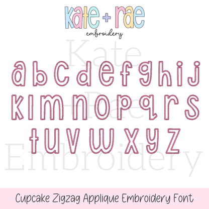 Cupcake Zigzag Stitch Applique Font