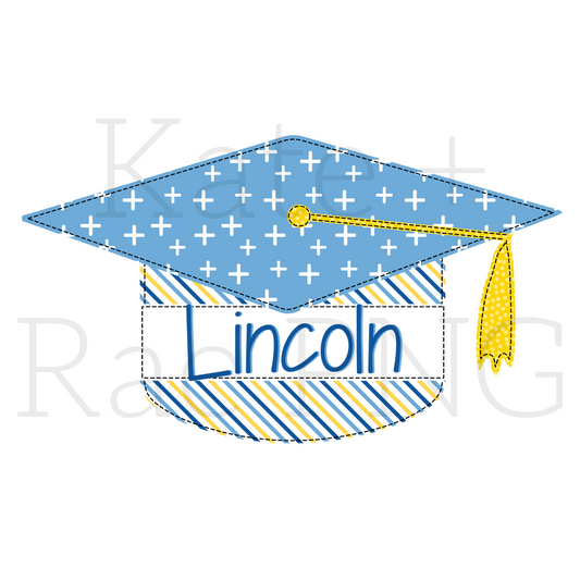 Boy's Graduation Cap Faux Applique PNG