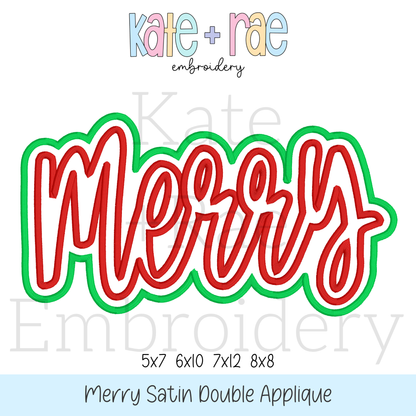 Merry Double Satin Stitch Applique Embroidery Design