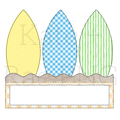 Boy's Surf Board Faux Applique with Name Plate
