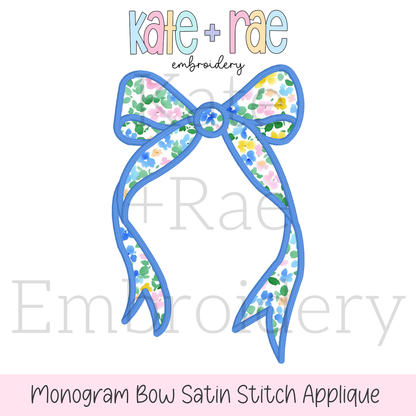 Longtail Bow Satin Stitch Applique Embroidery Design