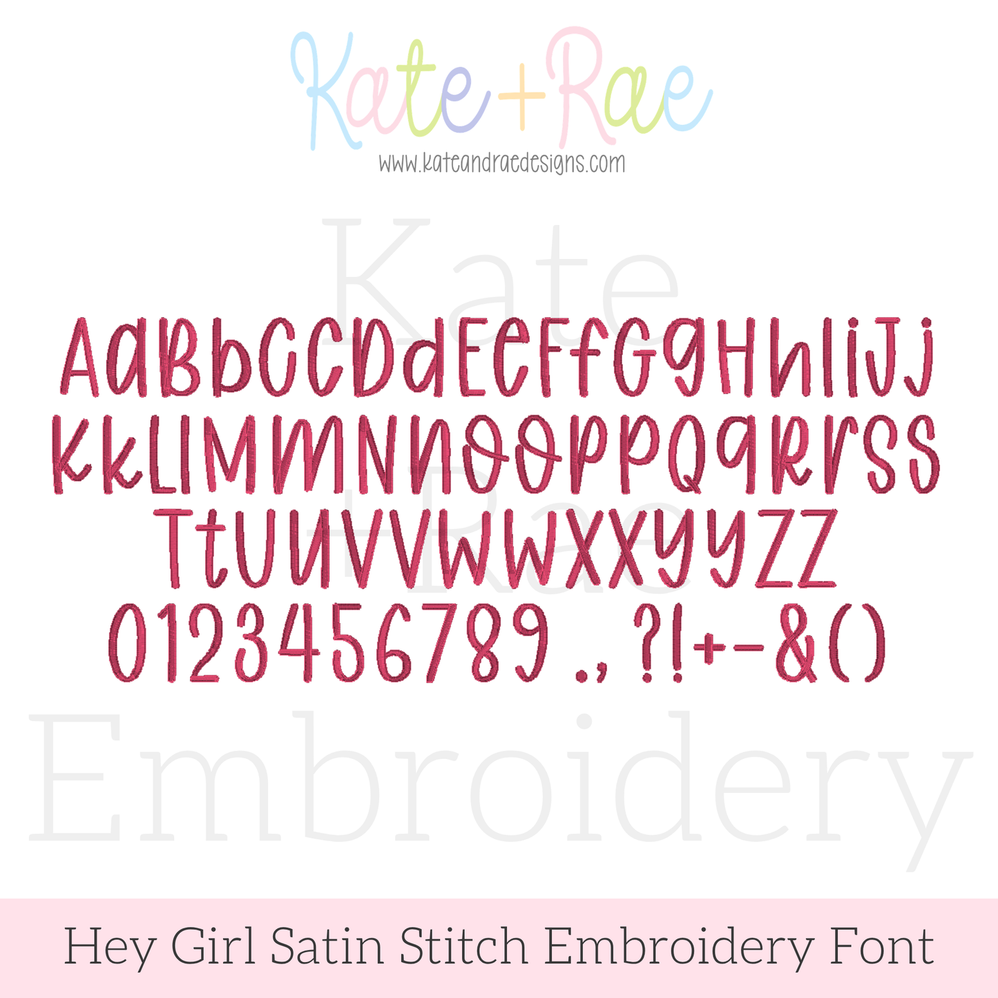 Hey Girl Handwritten Satin Stitch Embroidery Font