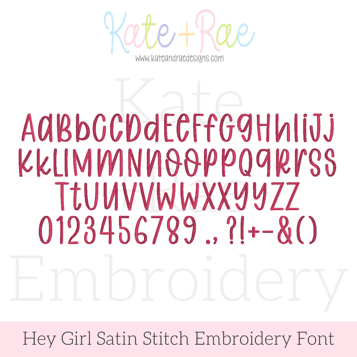 Hey Girl Handwritten Satin Stitch Embroidery Font