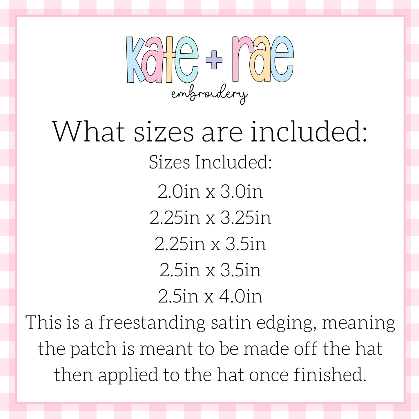 Freestanding Rectangle Satin Stitch Applique Hat Patch