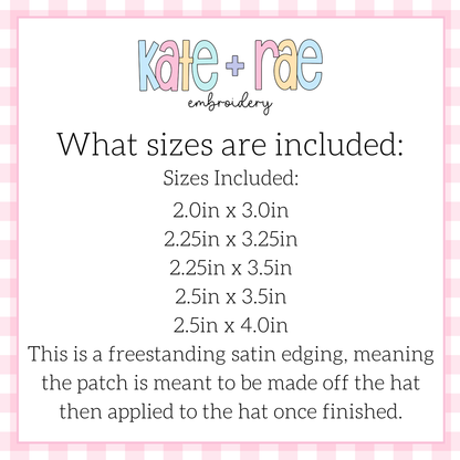 Freestanding Rectangle Satin Stitch Applique Hat Patch