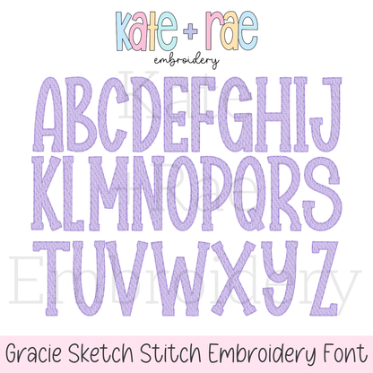 Gracie Sketch Stitch Embroidery Font