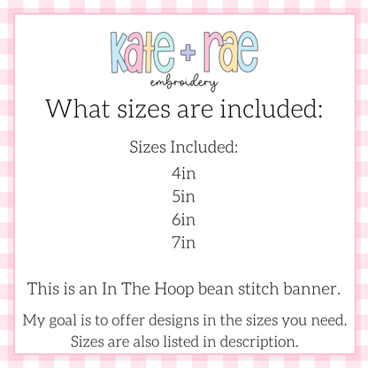 Bunny Banner Bean Stitch Applique Embroidery Design