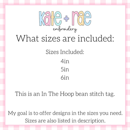 Bunny Easter Basket Tag Bean Stitch Applique Embroidery Design