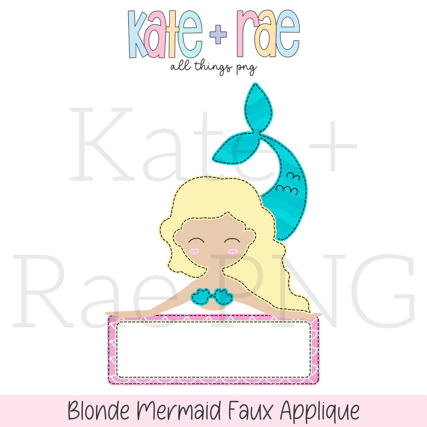 Blonde Hair Mermaid Faux Applique PNG