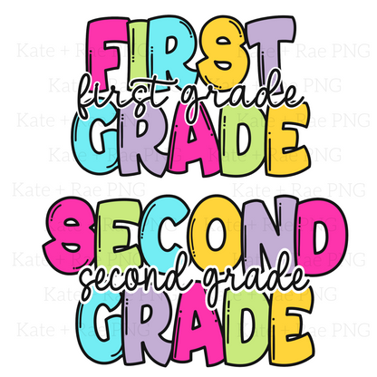 Girls Bright Colored School Grade PNG