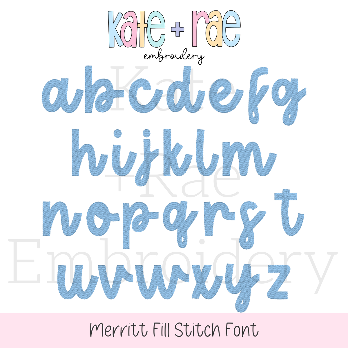 Merritt Fill Stitch Embroidery Font: The name eleanor in pastel ombre fill stitch letters on a pink sweatshirt