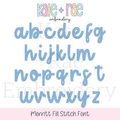 Merritt Fill Stitch Embroidery Font