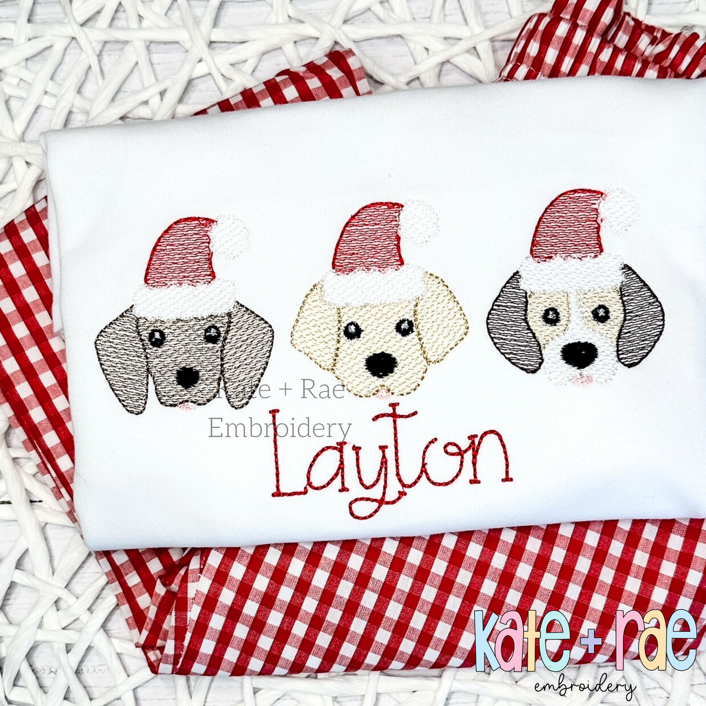 Santa Puppy Trio Sketch Sketch Stitch Embroidery Design