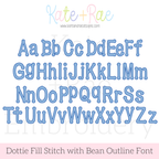 Dottie Fill Stitch with Bean Stitch Outline Embroidery Font