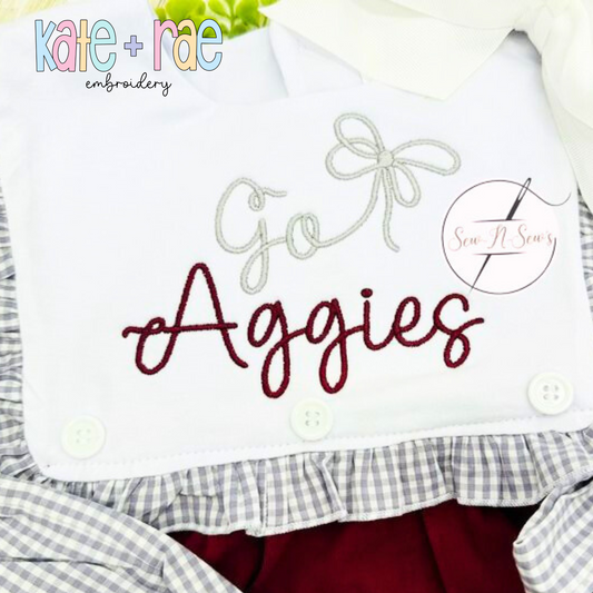 Preppy Go Aggies Embroidery Design