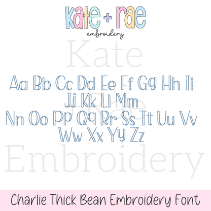 Charlie Thick Bean Stitch Embroidery Font