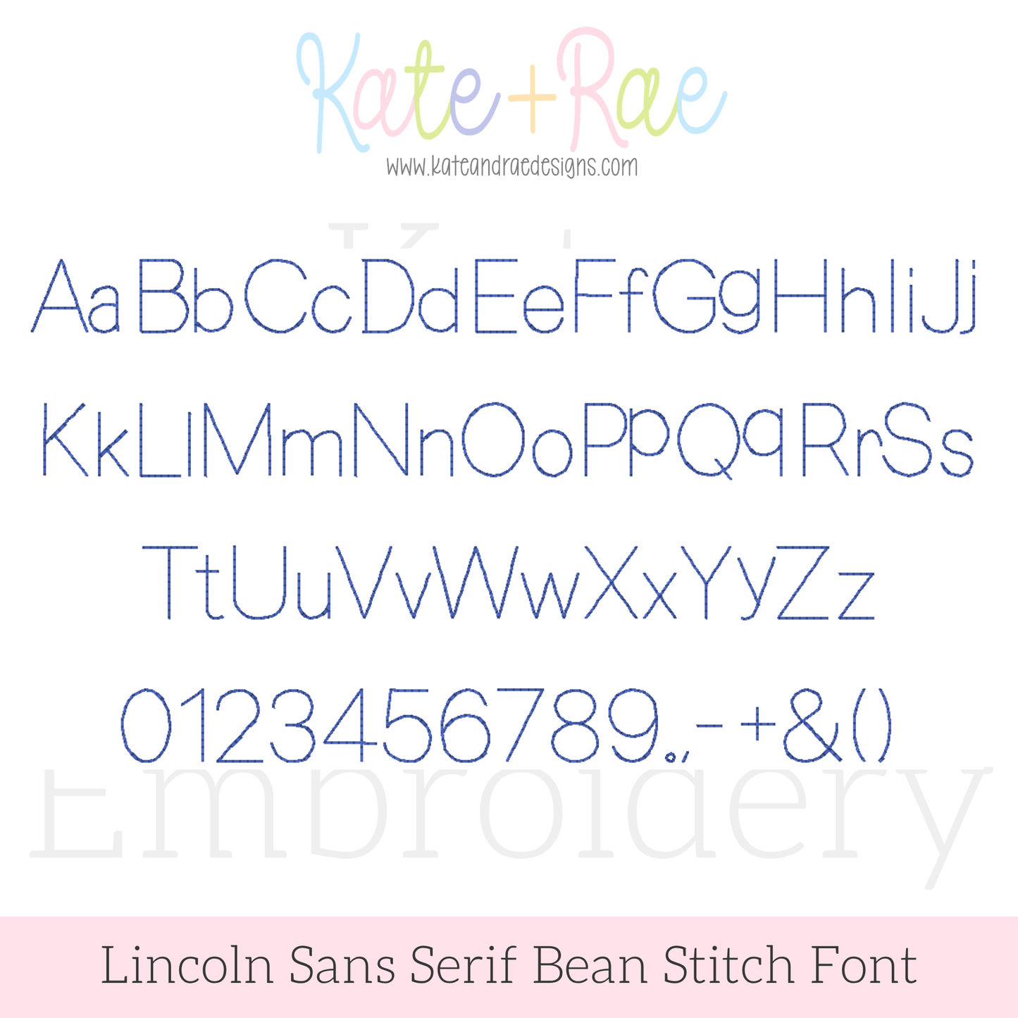 Lincoln Bean Stitch Embroidery Font
