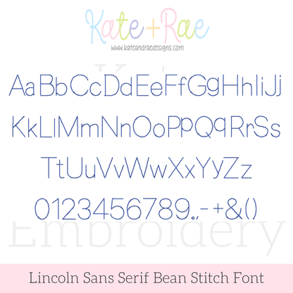 Lincoln Bean Stitch Embroidery Font