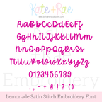 Lemonade Satin Script Script Embroidery Font